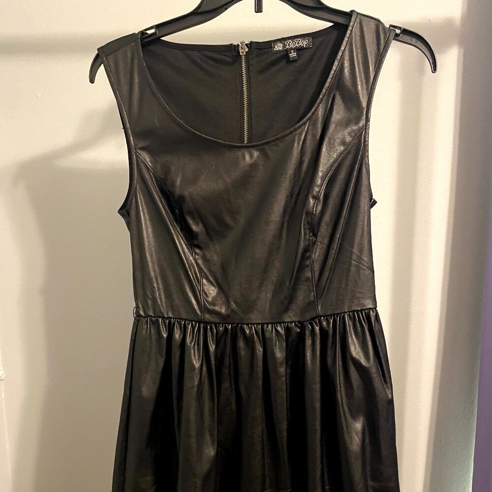 Faux leather black dress